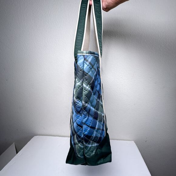 Lands’ End Quilted Plaid Tote Medium Bag - Picture 9 of 13